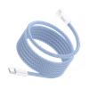 Bix T4CC-BL 65W USB-C To USB-C Manyetik Örgülü Mavi Şarj Kablosu 1 Metre