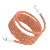 Bix T4CL-ORG 27W USB-C To Lightning Manyetik Örgülü Turuncu Hızlı Şarj Ve Data Kablosu 1 Metre