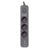 S-link SPG03U 1.5mm Bakır 750 USB Type-C Joule 3lü Anahtarlı Akım Korumalı Priz