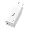 Bix BX3P66G GaN 65W Type-C USB 3.0 ve USB-A QC Üç Portlu Beyaz Hızlı Şarj Cihazı