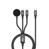 Bix BXA3W1 100W Type-C, Lightning ve Apple Watch Çoklu Şarj ve Data Kablosu Koyu Gri 1.2 Metre