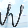 Juo 27W Type-C Lightning İphone İpad Örgülü Siyah Hızlı Şarj ve Data Kablosu 2 Metre