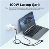 Bix BXA3W1 100W Type-C, Lightning ve Apple Watch Çoklu Şarj ve Data Kablosu Koyu Gri 1.2 Metre