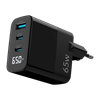Juo 65W GaN Led Ekranlı Hızlı Şarj Cihazı 2 Type-C + USB-A iPhone & iPad & Notebook Uyumlu Şarj Aleti