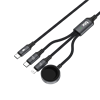 Bix BXA3W1 100W Type-C, Lightning ve Apple Watch Çoklu Şarj ve Data Kablosu Koyu Gri 1.2 Metre