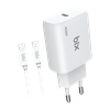 Bix BXUC30TA 30W Type-C PD 3.0 Hızlı Şarj Adaptörü ve 1 Metre 3A Type-C Şarj Kablosu