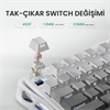 GravaStar Mercury K1 RGB Linear Key Switch İngilizce Q Gradient White Kablosuz Gaming Klavye