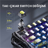 GravaStar Mercury K1 Lite RGB Linear Key Switch İngilizce Q Siyah Şeffaf Kablosuz Gaming Klavye