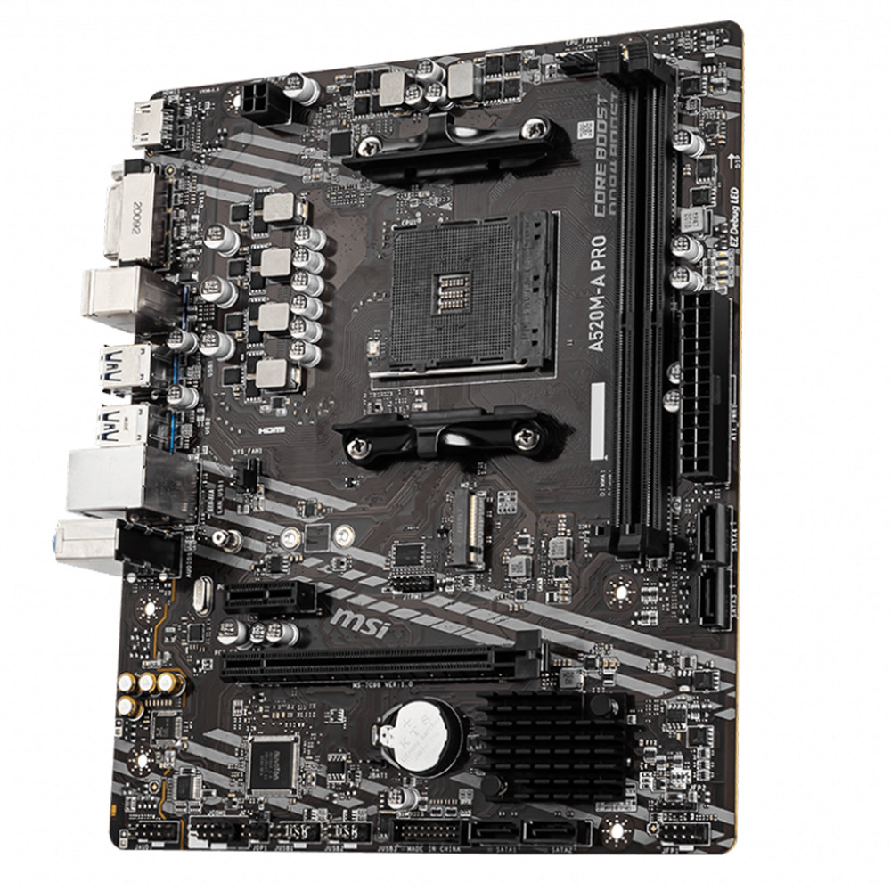 MSI A520M-A PRO 4600MHz(OC) DDR4 Soket AM4 M.2 HDMI DVI mATX