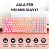 Aula F99 RGB Hot Swap Mekanik Dream Sakura Switch Pembe Kablosuz Gaming Klavye