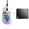 SteelSeries Aerox 3 Snow Mouse + SteelSeries QcK Medium Mouse Pad Bundle Paket