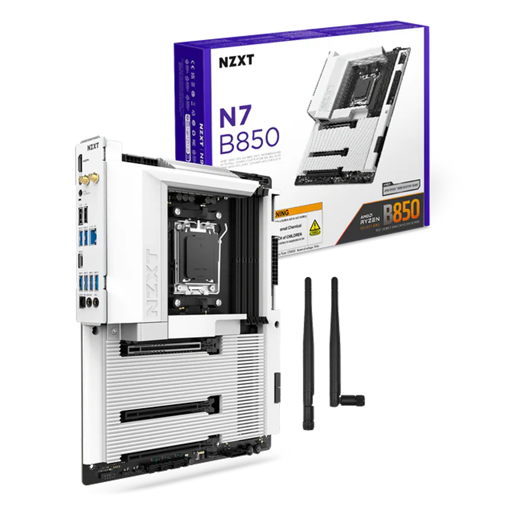 NZXT N7 B850 8000MHz(OC) DDR5 Soket AM5 M.2 HDMI Beyaz ATX Anakart