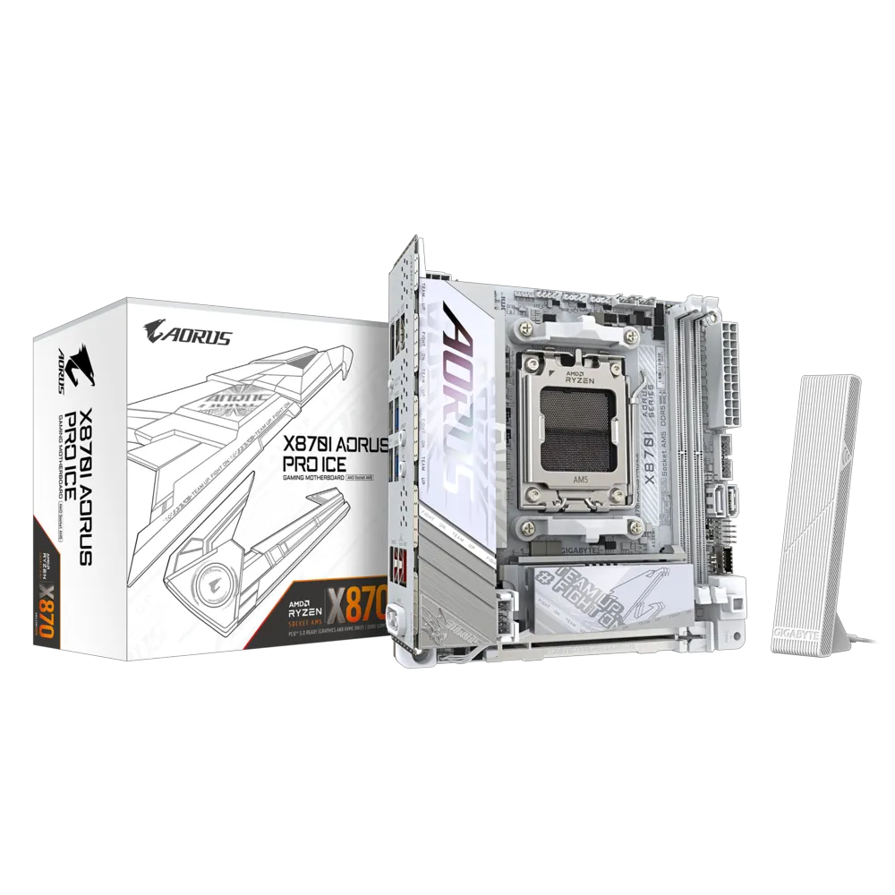GIGABYTE X870I AORUS PRO ICE WIFI7 8400MHz(OC) DDR5 Soket AM5 M.2 HDMI Mini-ITX Anakart görsel 1