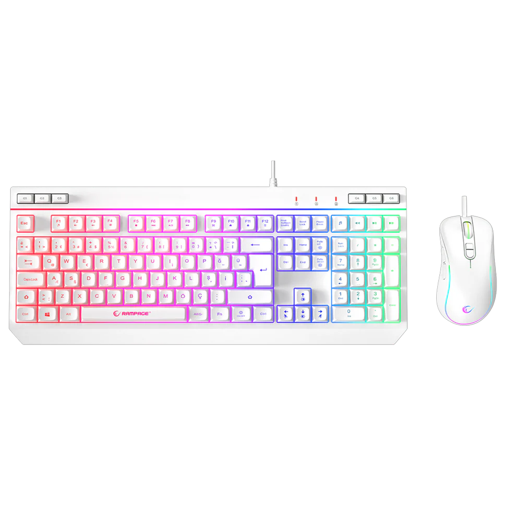 Rampage KM-R57 SERAPHIC RGB Beyaz Klavye Mouse Set