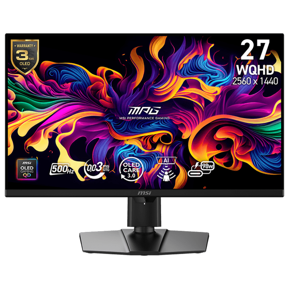 MSI MPG 271QR QD-OLED X50 27" 500Hz 0.03ms HDMI DP Adaptive Sync HDR500 Pivot WQHD QD-OLED Gaming Monitör