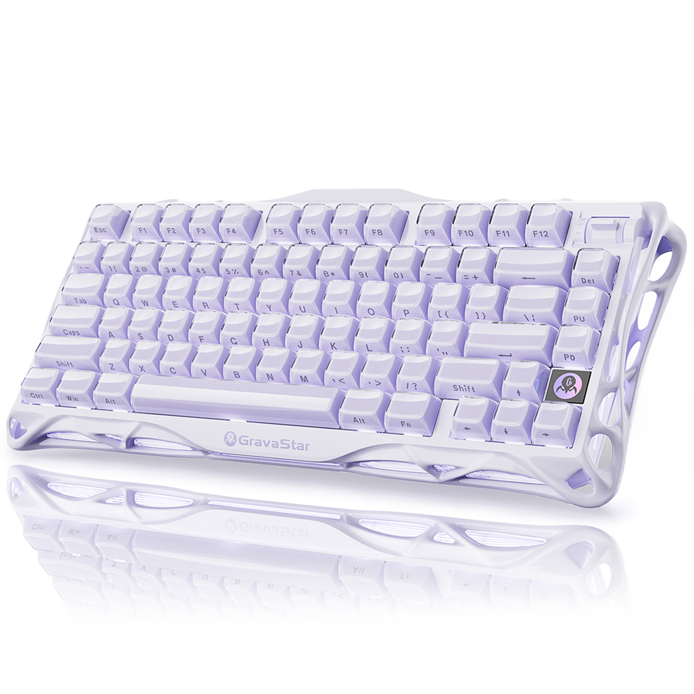 GravaStar Mercury K1 RGB Linear Key Switch İngilizce Q Ice Lavender Purple Kablosuz Gaming Klavye