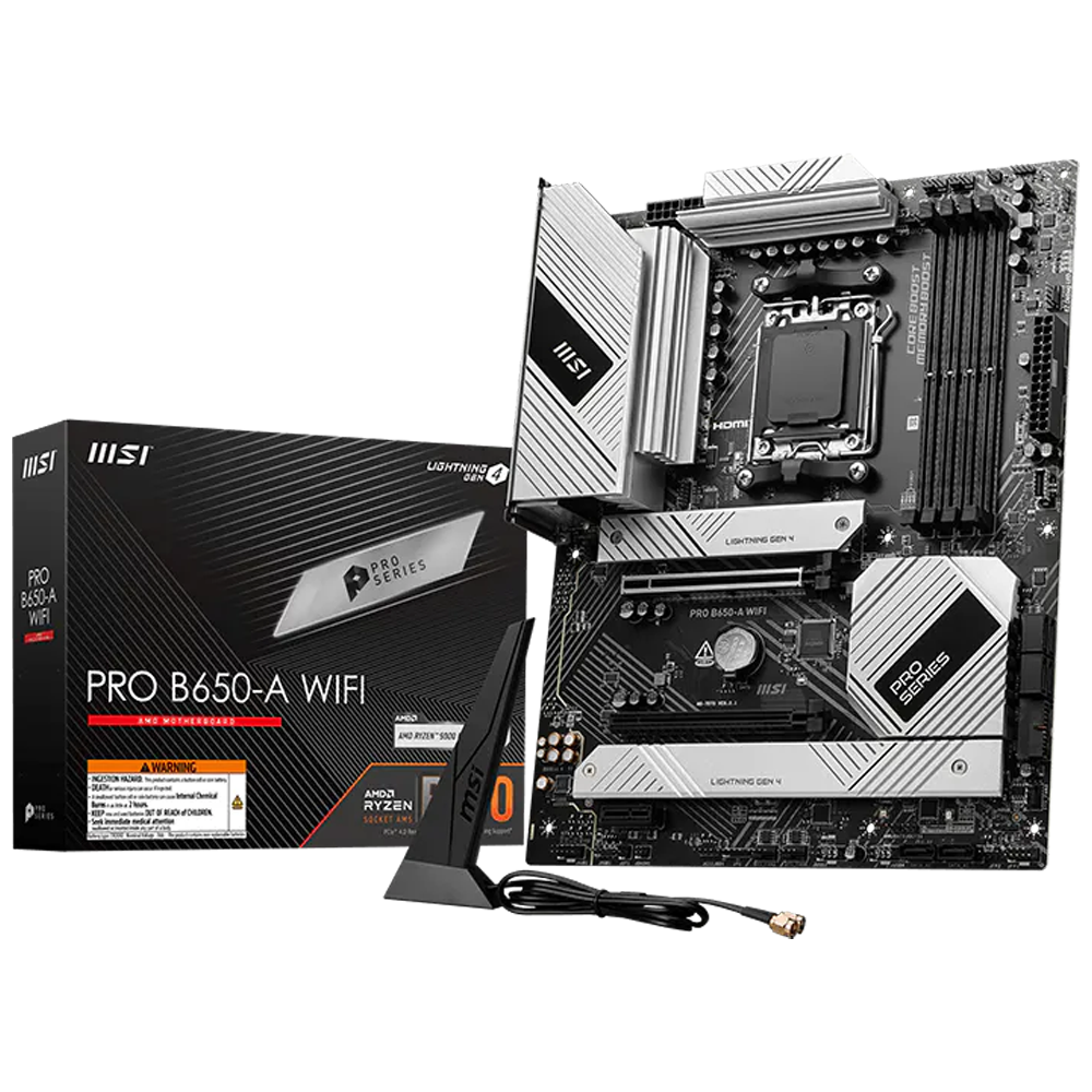 MSI PRO B650-A WIFI 7600MHz(OC) DDR5 Soket AM5 M.2 HDMI DP USB-C ATX Anakart görsel 1