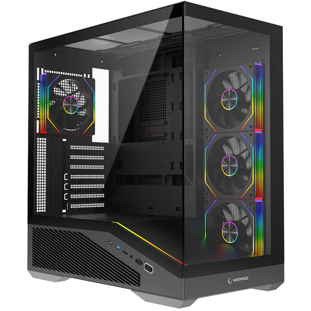 Rampage REAPER 850W 80+ Bronze Tempered Glass 4*12cm ARGB Siyah ATX Gaming Kasa