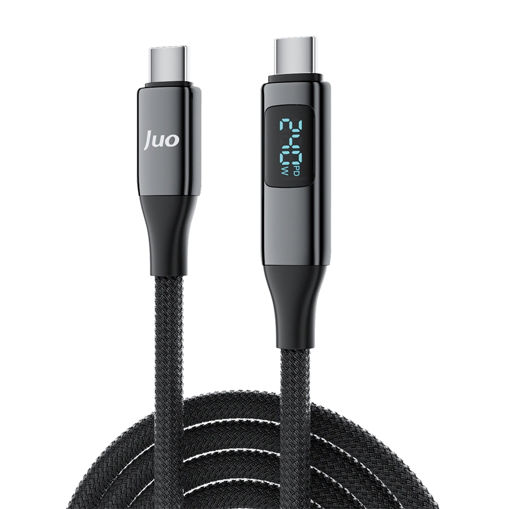 Juo 240W USB 3.1 Gen2 10Gbps E-Mark Çipli Led Display 4K 60Hz 1.25 Metre Görüntü ve Type-C Hızlı Şarj Kablosu