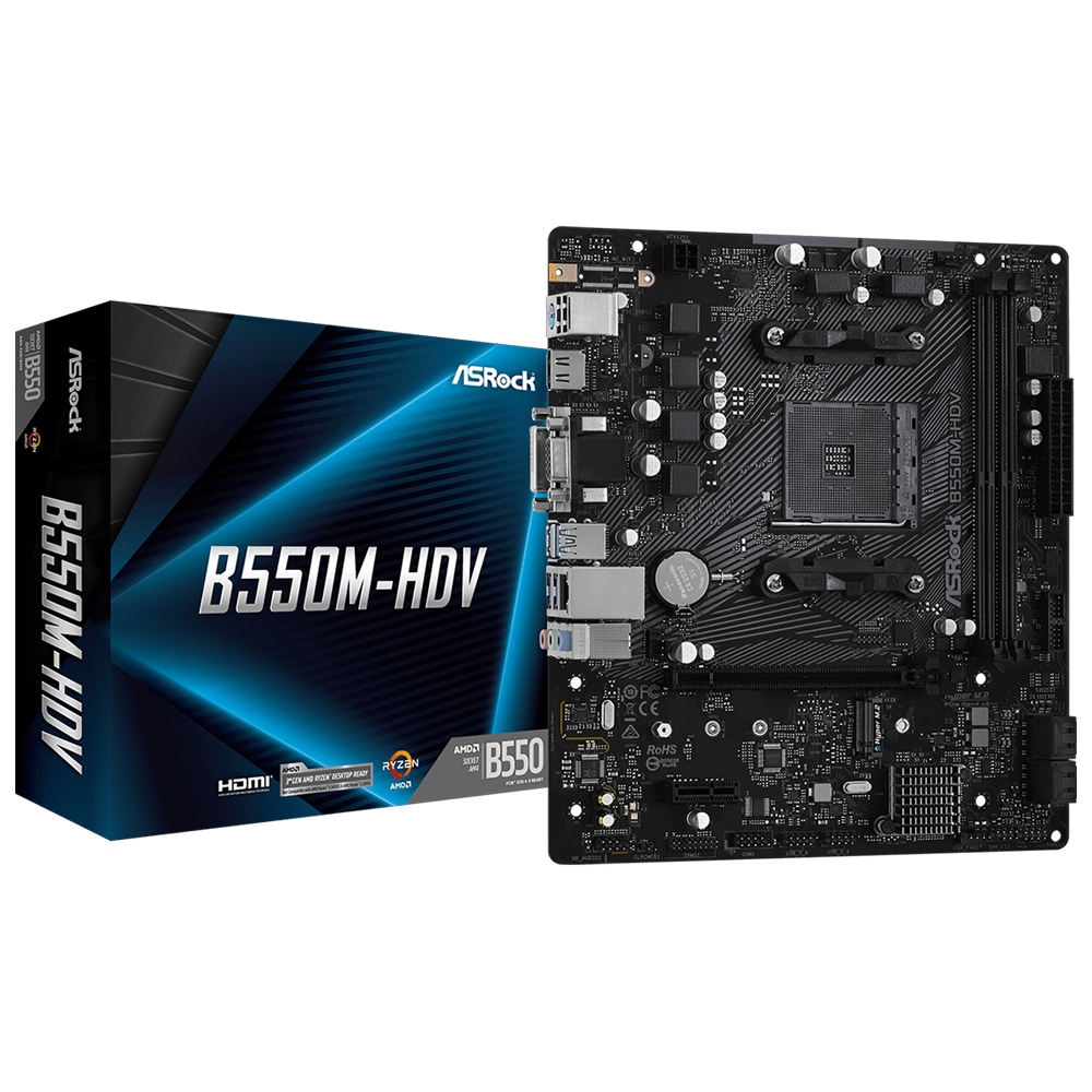 ASROCK B550M-HDV 4600MHz OC DDR4 Soket AM4 M.2 HDMI DVI mATX Anakart görsel 1