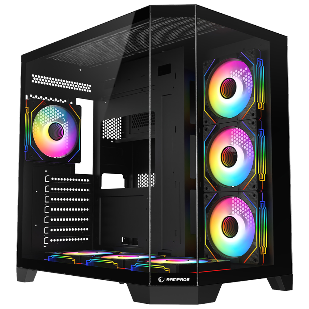 Rampage MEGA V1 850W 80+ Bronze Tempered Glass USB3.0 ARGB Siyah ATX Gaming Kasa