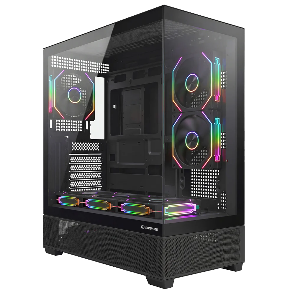 Rampage HYDRA V5 750W 80+ Bronze Tempered Glass 6*12cm ARGB Siyah ATX Gaming Kasa