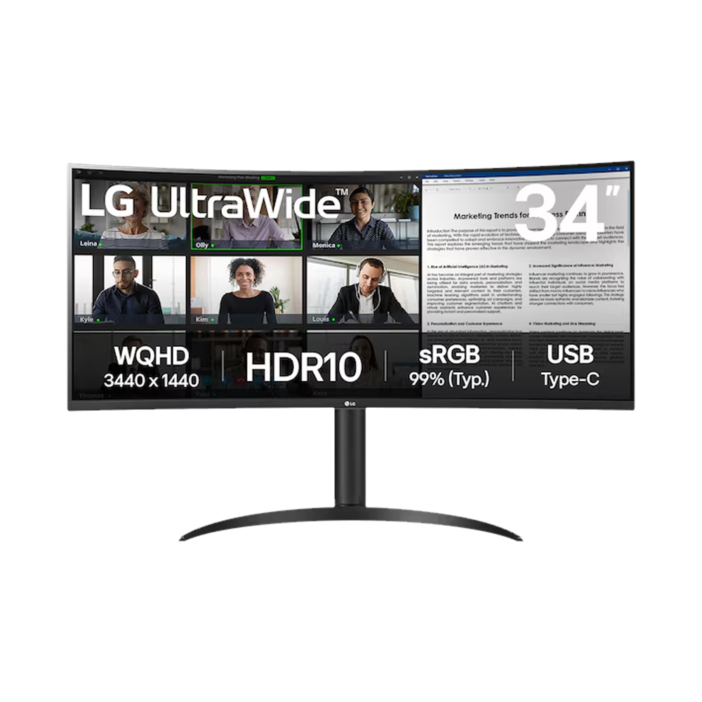 LG UltraWide 34WR55QK-B 34'' 100Hz 5ms HDMI DP WQHD Curved 1800R VA Gaming Monitör