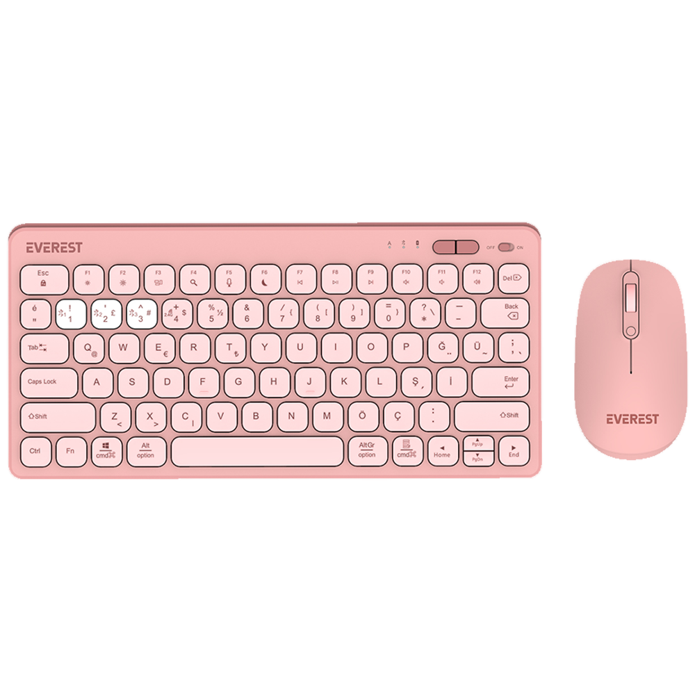 Everest KM-BT903 LUMI Pembe Kablosuz Klavye Mouse Set