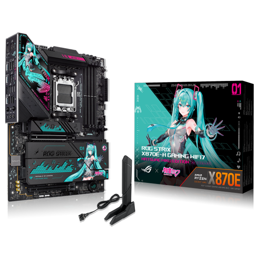 ASUS ROG STRIX X870E-H GAMING WIFI7 Hatsune Miku Edition 8000MHz(OC) DDR5 Soket AM5 M.2 HDMI ATX Anakart