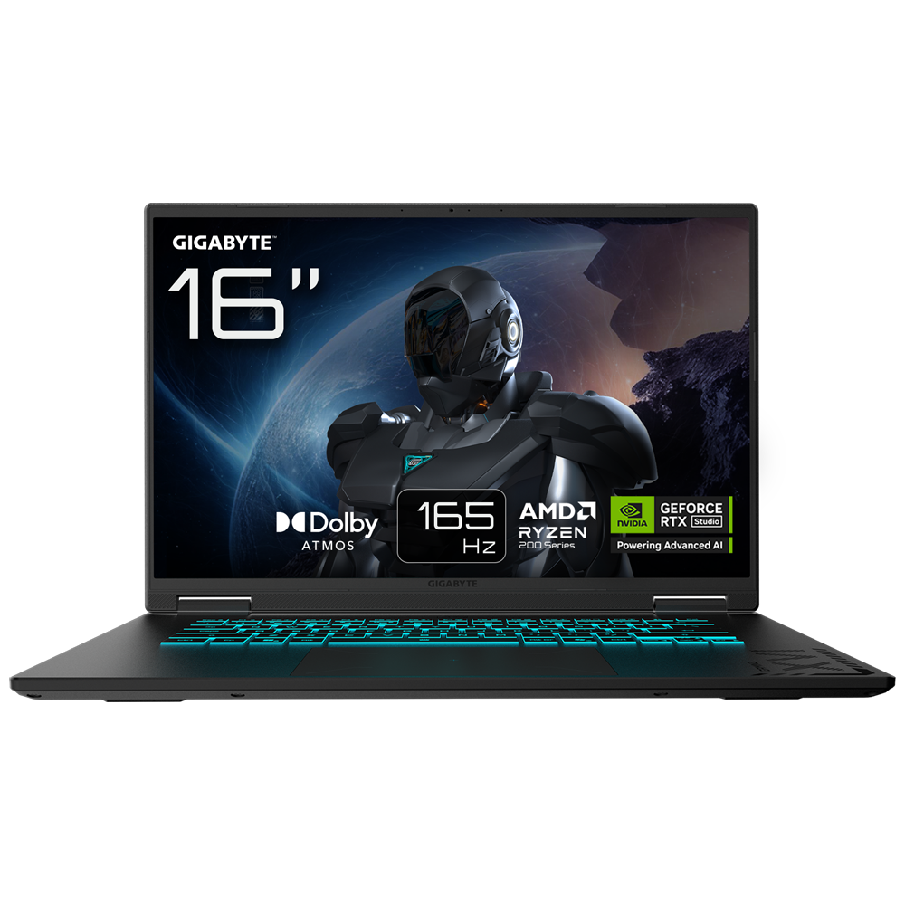 GIGABYTE GAMING A16 Ryzen 7 260 16GB DDR5 RTX5070 GDDR7 8GB 1 TB SSD 16" FHD 165Hz FreeDos Gaming Notebook