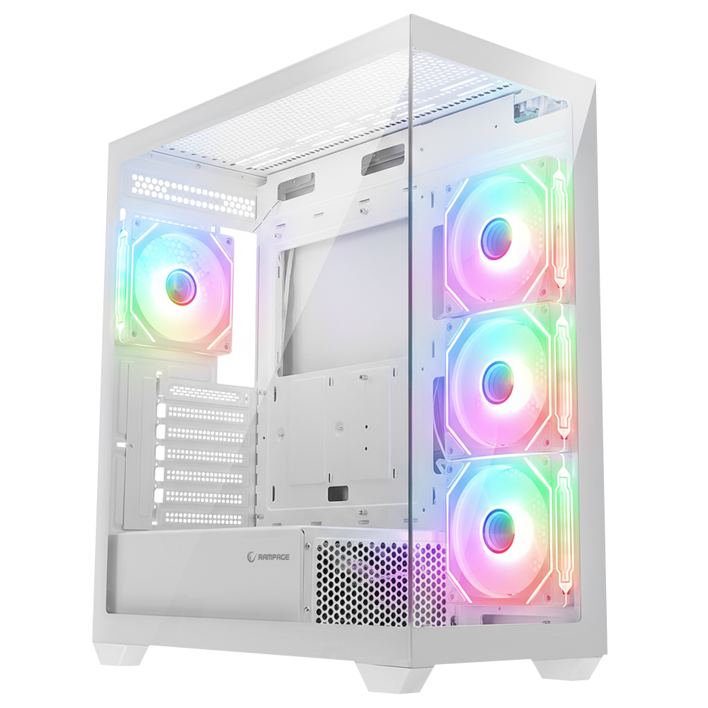 Rampage HYDRA V4 750W 80+ Bronze Tempered Glass USB3.0 RGB ATX Beyaz Gaming Kasa görsel 1