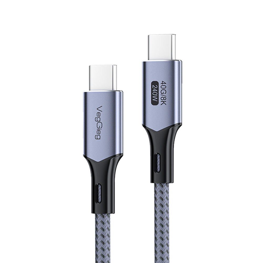 VegGieg USB 4.0 E-Mark 240W 40Gbps Thınderbolt 4 8K 60Hz Type-C Görüntü Data ve Şarj Kablosu 50cm