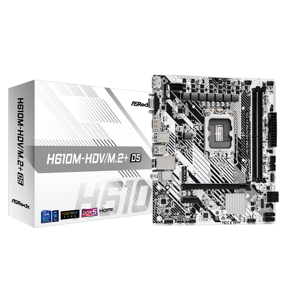 ASROCK H610M-HDV M.2+ D5 5600MHz DDR5 Soket 1700 M.2 USB 3.2 HDMI mATX Anakart