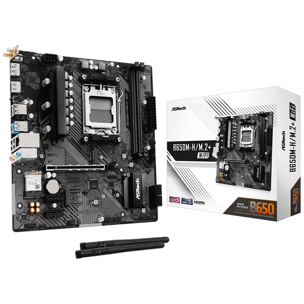 ASROCK B650M-H/M.2  WIFI 6400MHz DDR5 Soket AM5 M.2 USB 3.2 HDMI mATX Anakart