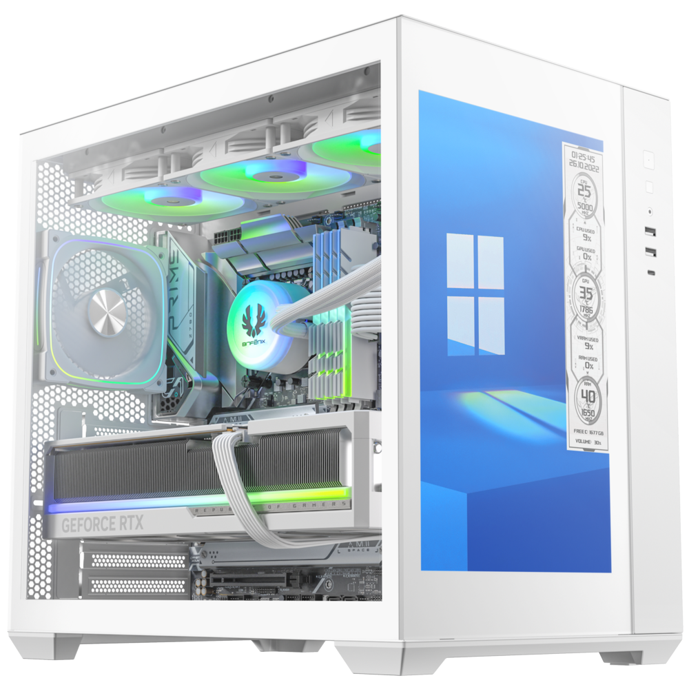 BITFENIX ALD 850W 80+ Bronze Tempered Glass 4x ARGB LCD Ekranlı USB 3.1 Beyaz ATX Mid Tower Kasa