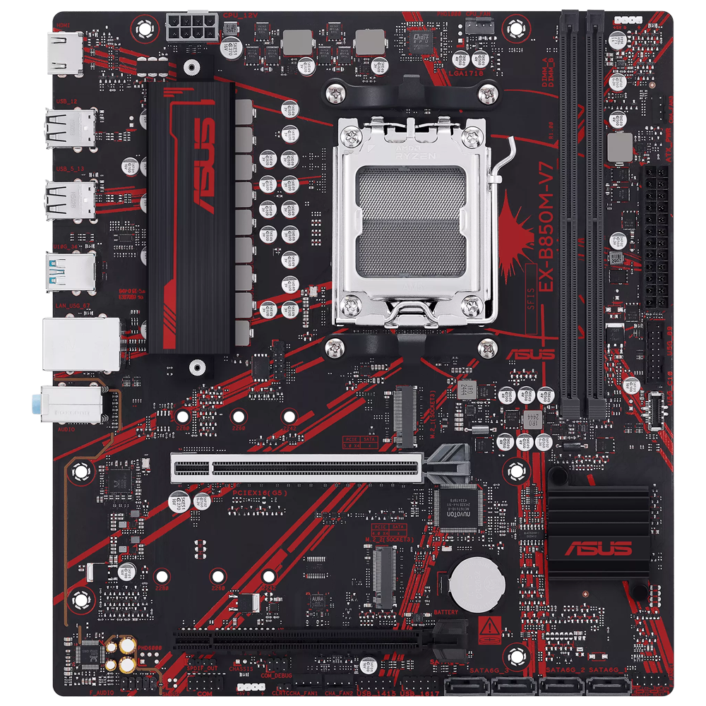 ASUS EX-B850M-V7 8200MHz(OC) DDR5 Soket AM5 M.2 HDMI mATX Anakart görsel 1