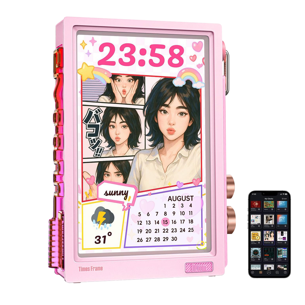  Divoom Times Frame 10.1" 64GB Akıllı Kişiselleştirilebilir RGB LED IPS Pembe Dijital Çerçeve