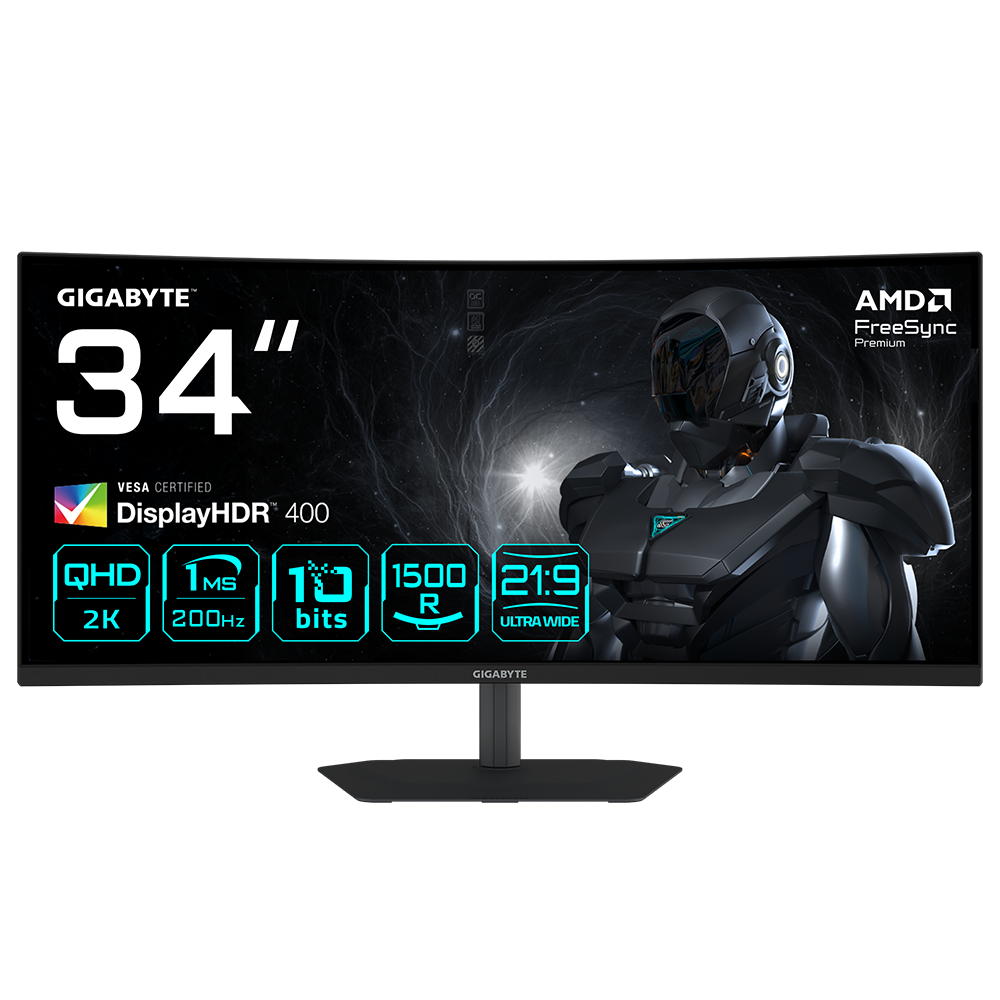 GIGABYTE G34WQC2 34" 200Hz 1ms Adaptive Sync HDMI DP HDR400 WQHD VA Curved 1500R Gaming Monitör