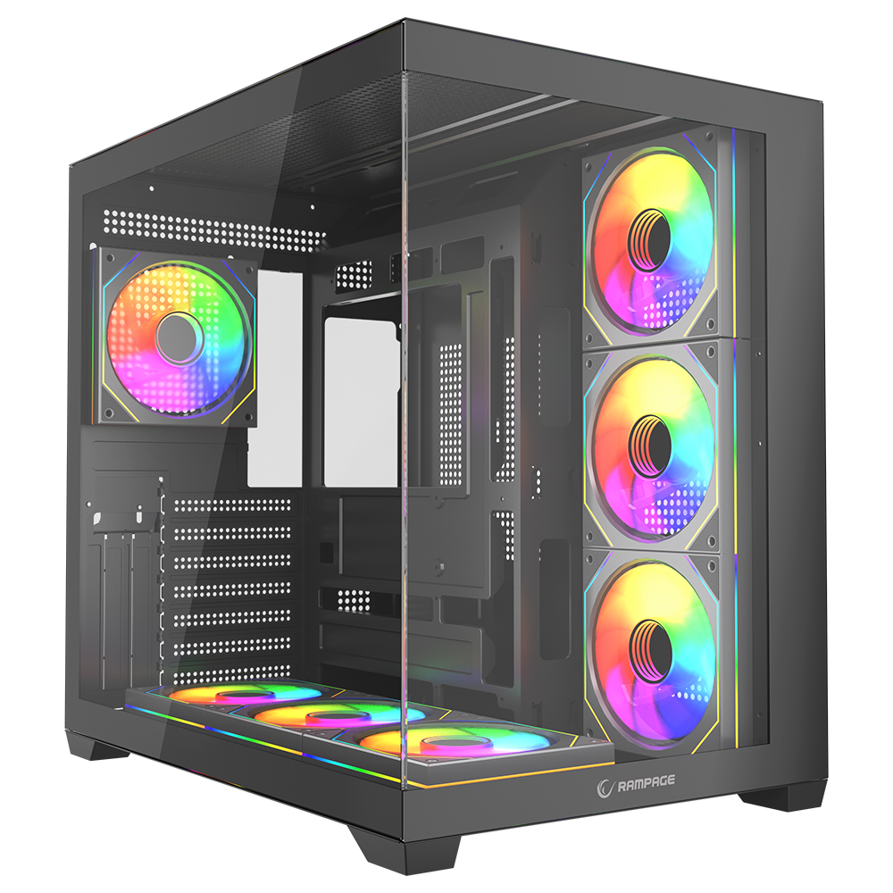 Rampage ARES 750W 80+ Bronze 12cm ARGB Fan Tempered Glass Mid-T Siyah Gaming Kasa