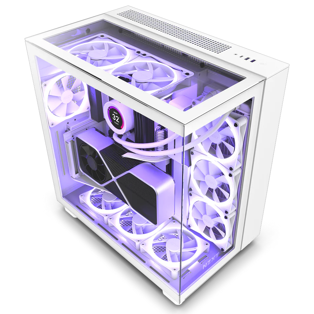 NZXT H9 Elite 1200W 80+ Gold Tempered Glass USB 3.2 Beyaz ATX Mid Tower Kasa görsel 1