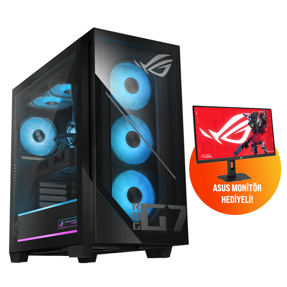 ASUS ROG G700 80+ Gold 850W Ryzen 7 9800X3D 16GB DDR5 1TB SSD RX9070 XT PRIME 16GB GDDR6 FreeDOS Masaüstü Gaming Bilgisayar