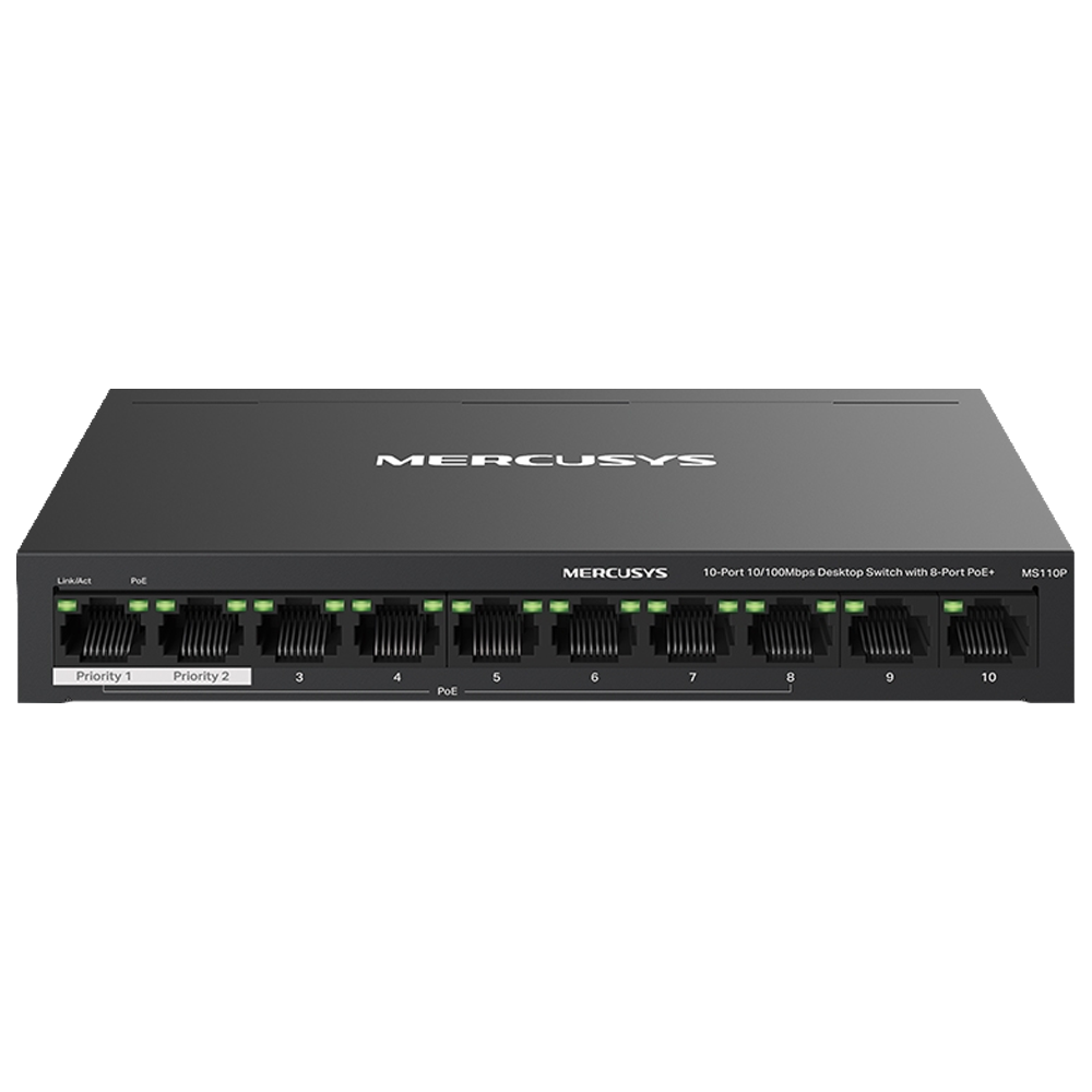 Mercusys MS108GP 8-Port PoE 10 Port 10/100 Mbps Masaüstü Switch