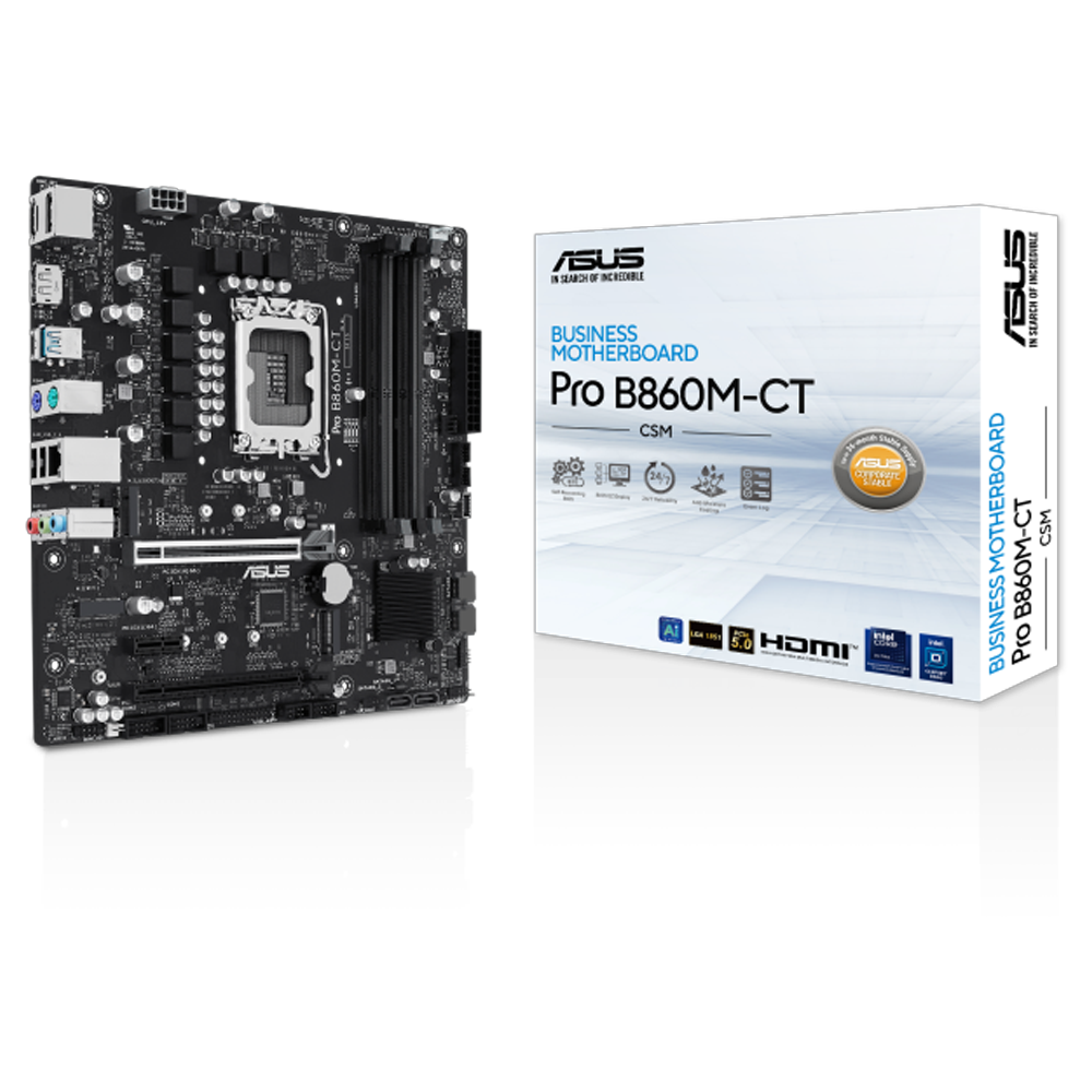 ASUS PRO B860M CT CSM 8666MHz(OC) DDR5 Soket LGA 1851 DP M.2 HDMI mATX Anakart görsel 1