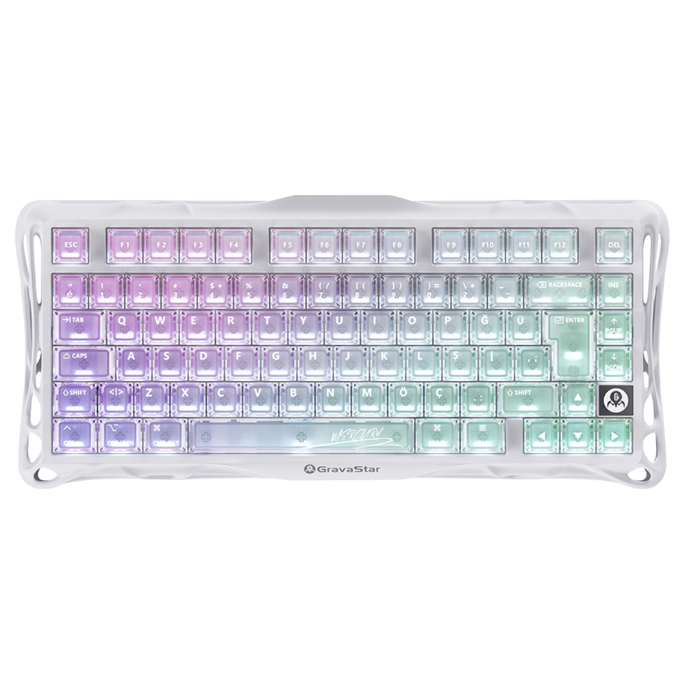 GravaStar Mercury K1 Lite RGB Linear Key Switch Türkçe Q Crystal Aurora Kablosuz Gaming Klavye