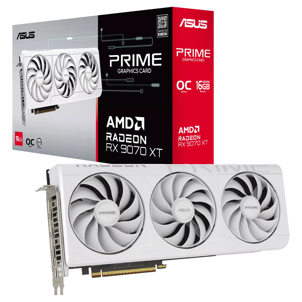 ASUS PRIME Radeon RX 9070 XT OC 16GB GDDR6 256 Bit Beyaz Ekran Kartı