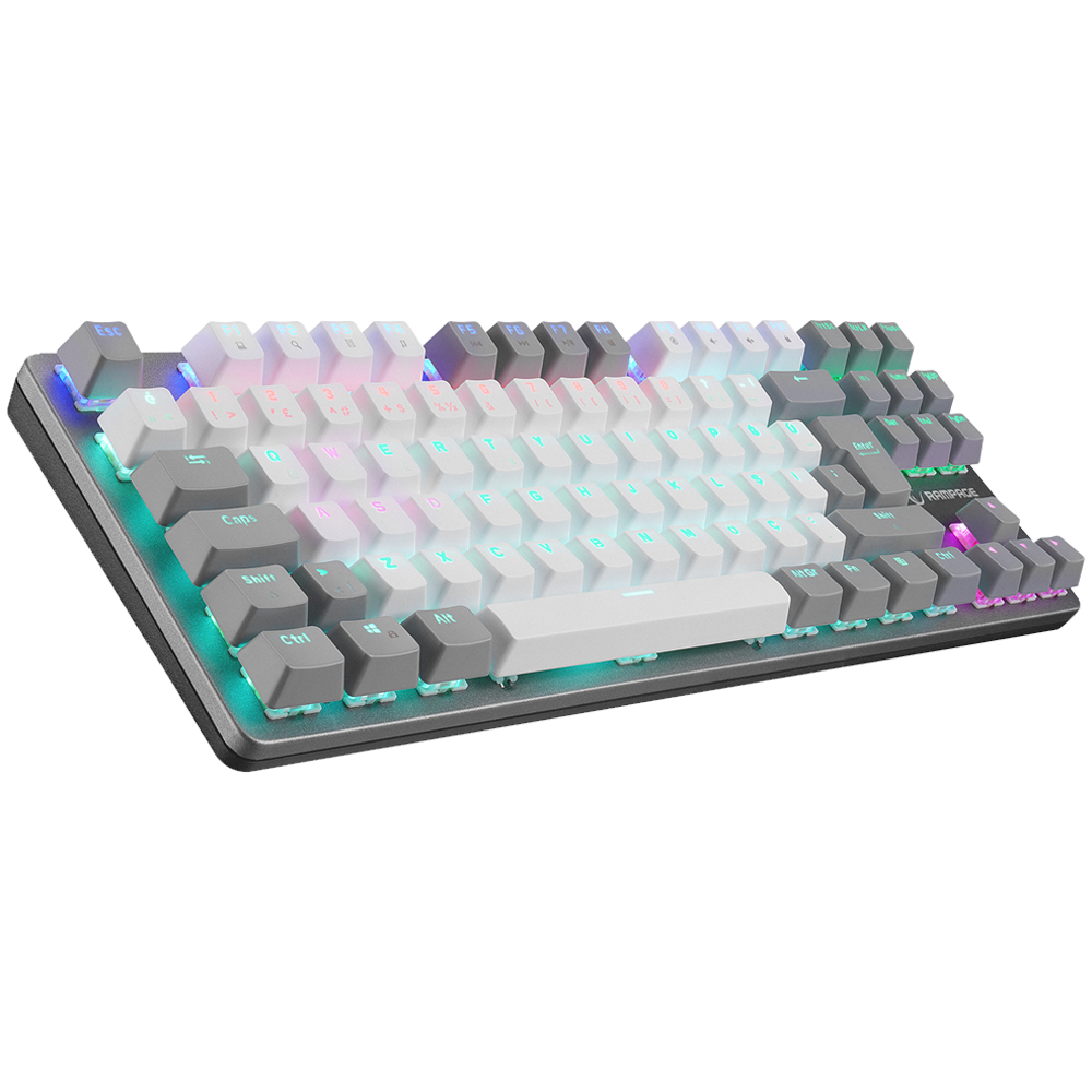 Rampage SNUG K14 TKL Beyaz/Gri USB Bağlantılı KRGD Blue Swich Q Mekanik Rainbow Gaming Klavye