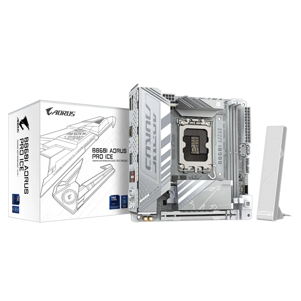 GIGABYTE B860I AORUS PRO ICE WIFI7 9200MHz OC DDR5 Soket 1851 M.2 USB4 HDMI DP Mini-ITX Anakart