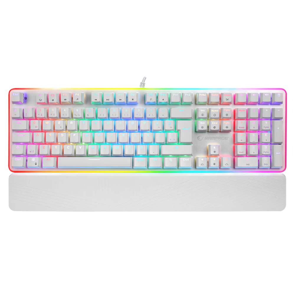 Rampage KB-R96 ULTIMATE Red Switch RGB Beyaz Türkçe Kablolu Mekanik Gaming Klavye
