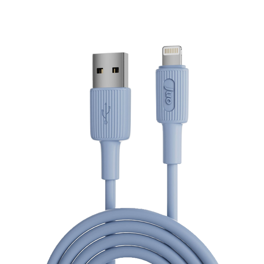 Juo 12W 2.4A USB-A Lightning İphone İpad Silikon Mavi Data Ve Hızlı Şarj Kablosu 1 Metre