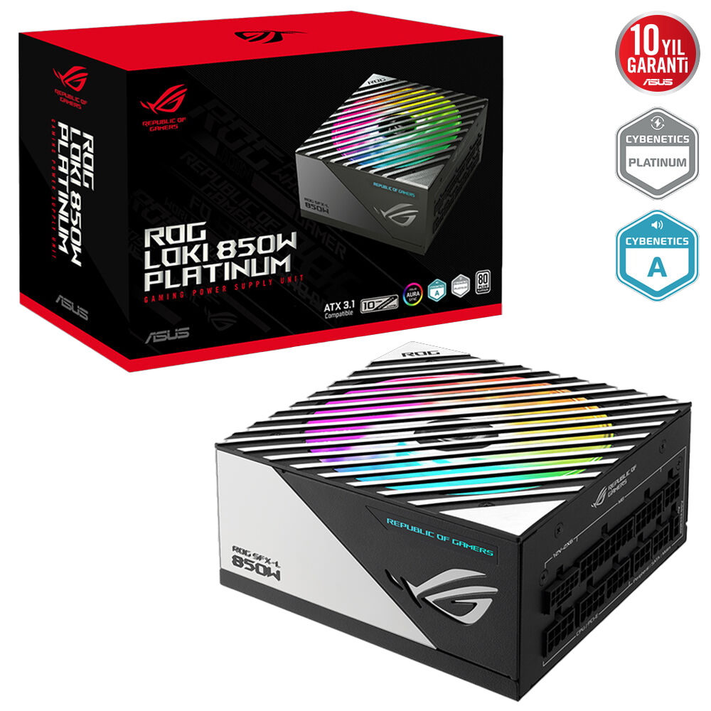 ASUS ROG LOKI SFX-L 850W 80+ Platinum ATX3.1 Gen 5.1 ARGB Full Modüler 120mm Fanlı PSU